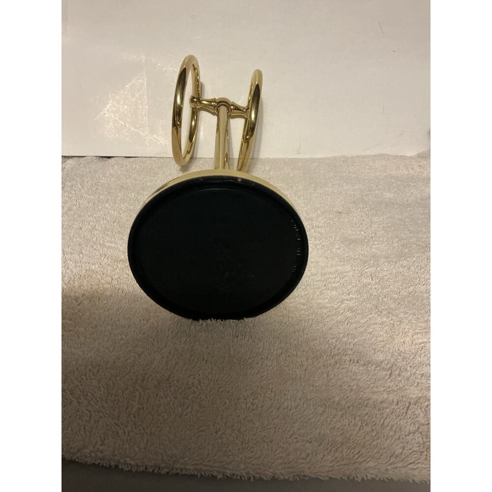 Vintage Brass Hand Towel Holder Stand Double Ring Bathroom Countertop MCM Gold - Picture 5 of 9
